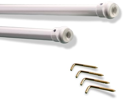 SONIT – Set 2 Bastoni Tende a Pressione da 40a 60 cm, Bastoni per Tende a Vetro Estensibili, Bacchette per Tendaggi Interni Senza Forare, Aste Regolabili in Alluminio per Finestre
