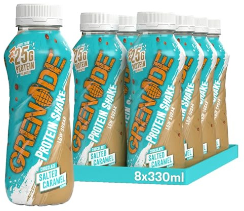 Grenade Chocolate Salted Caramel High Protein Shake, 8 x 330 ml - Ready to Drink Milk Protein Shakes with Over 24 g Protein per Bottle