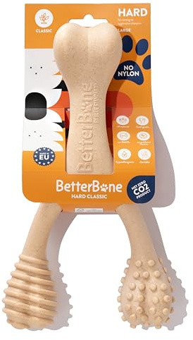 BetterBone Tough Dental Chew Bone Toy for Dogs Strong Fun Interactive Chewing Playing Heavy Duty Long Lasting Hypoallergenic for Aggressive Chewers