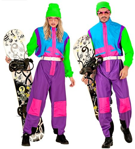 W WIDMANN MILANO Party Fashion - Costume de snowboarder, combinaison, combinaison de ski rétro, tenue des années 80