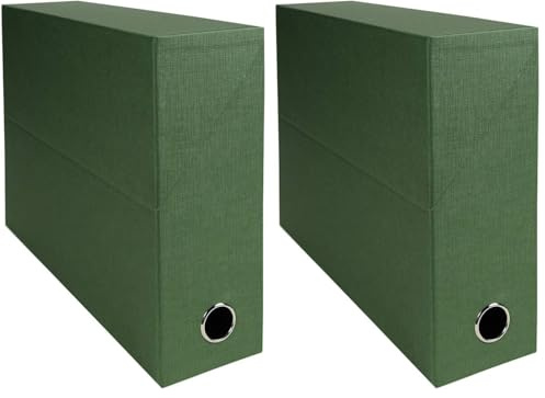 EXACOMPTA Boîte de transfert, carton rigide recouvert de papier toilé, dos 9 cm, 25 x 33 cm, vert (Lot de 2)