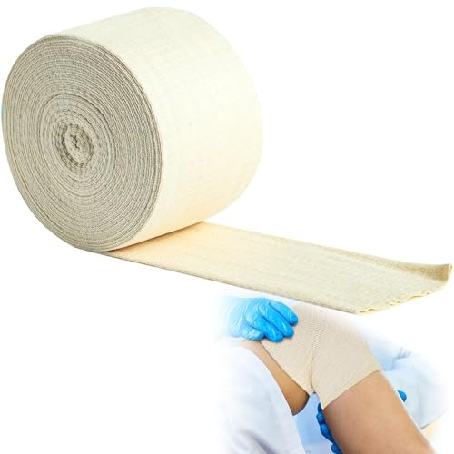 Tubular Bandages Elasticated Tubular Support Bandage Size F Knee Support Bandage Cotton Stockinette Sleeve Roll for Arm Leg (3.9 Inch x 5.46 Yard)