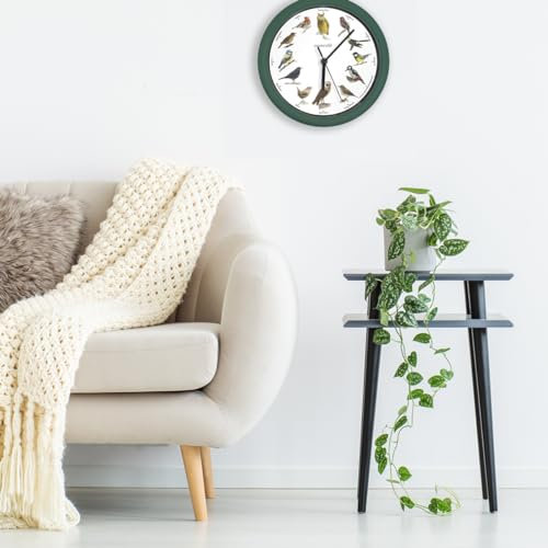 JML Starlyf Birdsong Novelty Wall Clock with 12 Real Bird Songs - Elegant Themed Clocks with Nature Sounds from 6 am-9 pm and Silent Night Mode - Includes Illustrated Guide