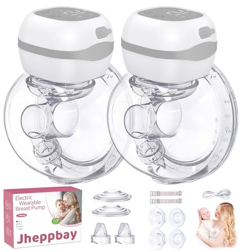 Milchpumpe Elektrisch Tragbar Freihändig - Jheppbay Elektrische Milchpumpe mit 3 Modi und 12 Stufen, BPA-frei, 5s Schnellinstallation, Schmerzfreie, mit 21/24mm Flansch (2 Stück)