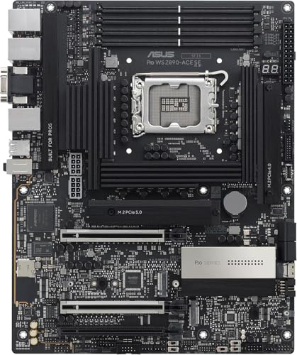 ASUS Pro WS Z890-ACE SE, Placa Base Intel ATX, 16+2+1+2 Fases de alimentación, Ranura DDR5, PCIe 5.0 para Tarjetas gráficas de Nueva generación, 4 Ranuras M.2, Puertos USB-C Thunderbolt, Negro