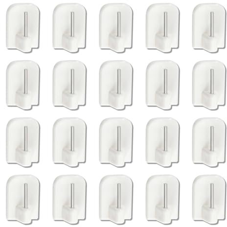 SIYUPU 20 Pcs Net Curtain Hooks, Adhesive Curtain Sticky Hooks Rod Holder for Bathroom Shower Outdoor Kitchen Door Home Improvement Hook (White)