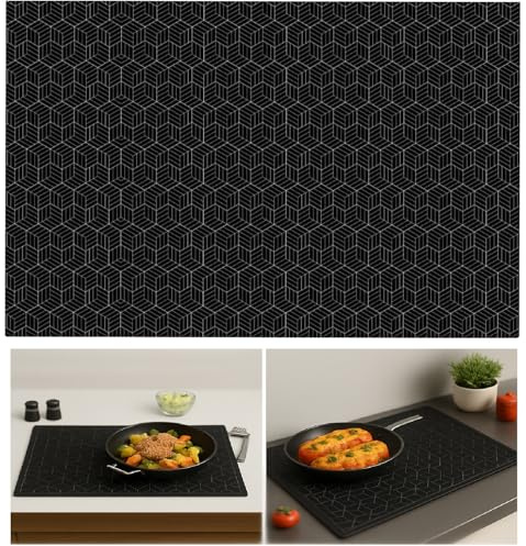 ZMDMAH Skyddsmatta i Silikon för Induktionshäll, 52 x 78 cm Värmebeständigt Underlag för Häll, Repskydd för Induktionshäll, Skyddsmatta för Induktionshäll, Glaskeramikhäll