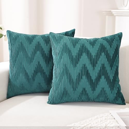 Ystyle Sammet Kuddfodral 2 Stycken, 50×50cm, Mjukt Kuddöverdrag Med Osynlig Dragkedja, Tvättbart Fyrkantiga Modern Kuddskydd, Överdrag För Prydnadskudde För Soffa Hem Sovrum, Grön
