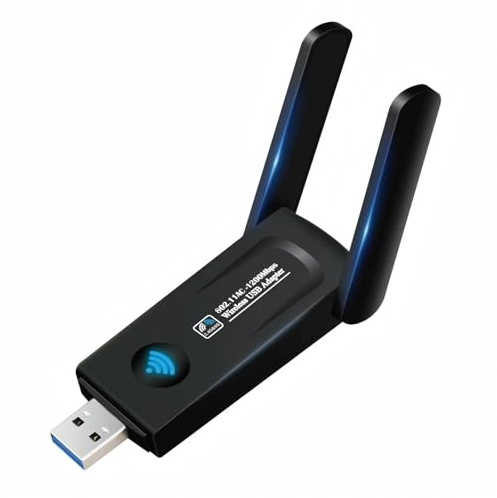 Ouitble Chiavetta USB WLAN 1200Mbps 2.4GHz/5GHz USB 3.0 Dual Band WiFi Stick Adattatore WLAN con 2 x 5dBi Antenna CD per Wins XP 7 8 8.1 10