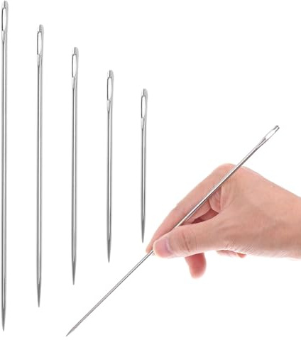 Agujas de Coser de Acero Inoxidable, Agujas de Ojo Grande, para Reparación de Cuero y Lona Agujas de Coser Profesionales para Tapicería y Proyectos de Manualidades