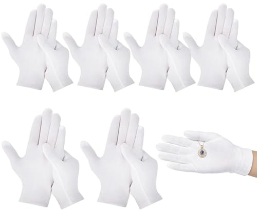 Guantes Blancos De Mujer 12 Piezas Elásticas Y Multifuncionales | Guantes Blancos De Vestir Para Hombre Y Mujer Bodas, Eventos Formales, Bailes De Prom, Dormir, Cocinar Y Spa Hidratante