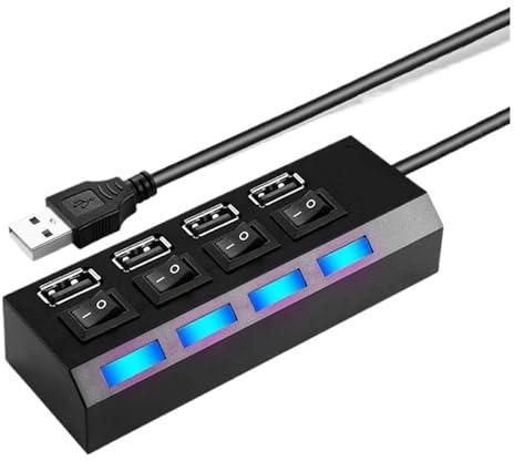 USB 2.0 Hub Multi Splitter Använd Strömadapter 4/7 Portar Multiple Expander Med Switchkabelförlängare Snabbladdningskapacitet(4 Ports)