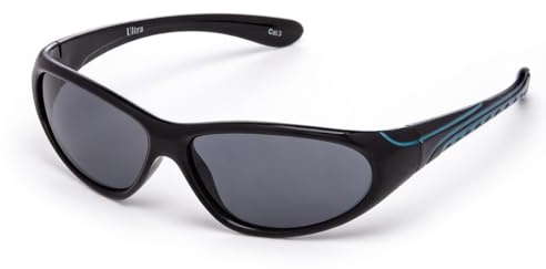 Ultra Black and Blue Childrens Wraparound Sports Style Sunglasses UV400 Protection Boys Girls Kids Shades UVA UVB Glasses Durable Frame Unisex Recommended Age 3 to 10 Years