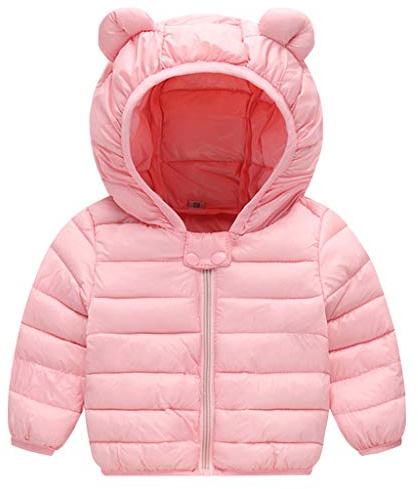 Bébé Doudoune Hiver Manteau à Capuche Enfant Duvet Veste Manches Longues Léger Blousons Rose 12-24 Mois
