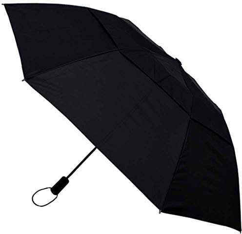 COLLAR AND CUFFS LONDON Our Strongest Folding Umbrella - 2-Fold Extra Strong Design, 42cm When Closed - StormDefender - Windproof Reinforced Fiberglass Frame - Vented Canopy Auto Black - Men Women