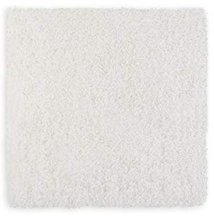 WohnDirect Premium Hochflor Badezimmerteppich Weiß • Rutschfester & Extra Flauschiger Badvorleger • Badteppich, Badematte 45 x 45 cm