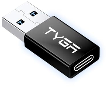 TYGA USB C Female to USB A Male Adapter - 3.0/3.1 Connector - Fast Charging, Converter with High-Speed 5Gbps - Compatible with IOS, Android devices – Data Sync, Transfer, Plug & Play - 1 Black