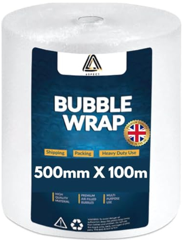 Aspect Bubble Wrap for Moving House | Large Premium Wraps Roll 500mm x 100m | Moving Home Essentials Packaging Glass, Easy Packing, Office and Industrial Use (100 Meter)