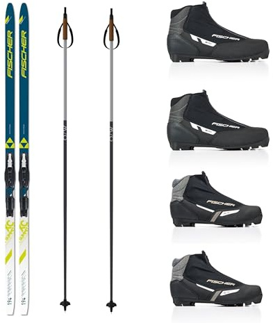 Fischer - Set da sci di fondo Summit classico + attacchi + scarpe + bastoni (lunghezza 204 cm (da 91 a 105 kg)