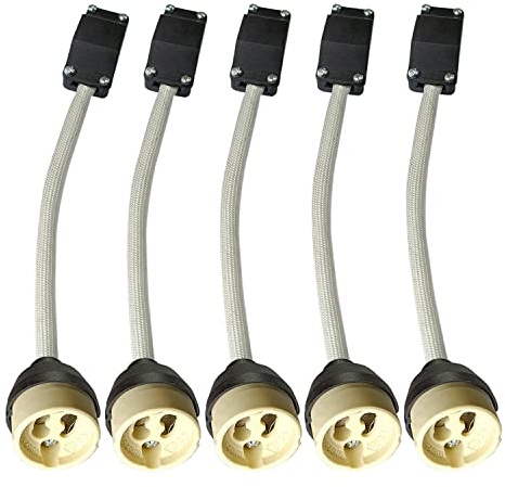 5xSweier Hochtemperaturbeständige GU10 Lampenfassung, GU10 Keramik Lampenfassung mit Anschlussdose, 0-250V Geeignet für GU10 LED Birne Anschlussadapter Fitting