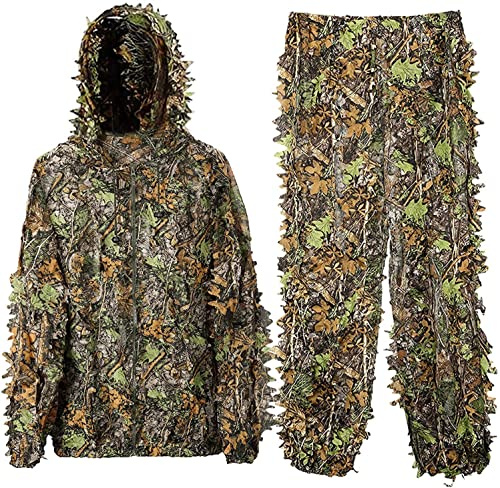Monfasye Ghillie Suit, 3D Leaf Camo Costume, Breathable, XL/XXL