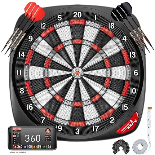 Accudart SDB 4.0 Electronic Soft Tip Smart Dartboard with Online Game Play - Stat Tracker - Custom Profile & Rankings - Regulation Sized 15.5 - Missed Shot Detection – Impact noise reduction system