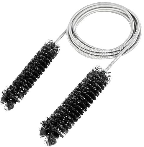 QianFenShi 1 Pieza Cepillo de Limpieza de Tuberías,Cepillo de Limpieza de Tubo Flexible,Tubo Limpieza Cepillo,para Limpiar el Interior de Tuberías de Pequeño Diámetro,Doble Cabeza,Negro,102 cm