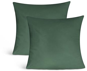 leevitex Kissenbezug Set | 2er Pack | 100% Baumwolle | Jersey | Kissenbezüge | Seitenschläferkissen | Kissenhülle | Nackenkissenbezug (Dunkel Grün, 80 x 80 cm)