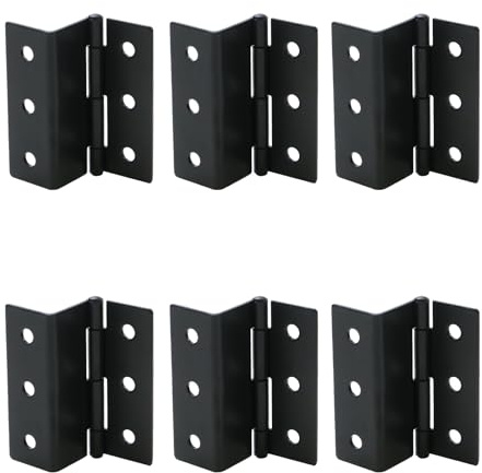 Tsnamay 6Pcs 3 Half-Surface Hinges Chest Hinges,1.8mm Thickness Bending Black Semi-Concealed Three Fold Retro Hinge