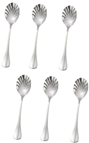 ABOOFAN 6 Pz argenteria in acciaio inossidabile cucchiaio a forma di conchiglia metallo cucchiaino da caffè per mescolare cucchiaio in acciaio inossidabile forma a conchiglia il formaggio