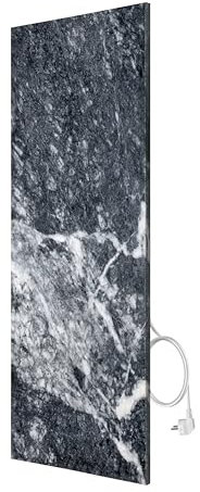 Marwona Calefactor de infrarrojos de piedra natural con termostato I 800 W I Shadowgrey A-800 I Radiador Eléctrico de Pared Eficiente I 5 años de garantía I Calidad alemana