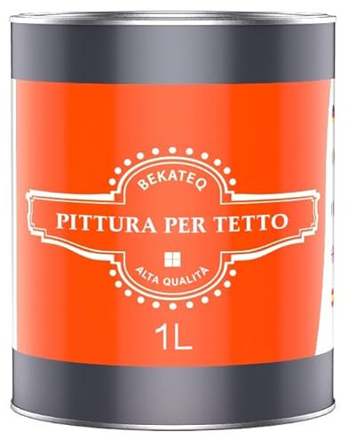 BEKATEQ Pittura per tetto Rosso mattone 1L - Vernice per tegole, calcestruzzo, legno, Eternit, bitume - Resistente ai raggi UV e alle intemperie, ad asciugatura rapida, elastico e idrofobo BE-510