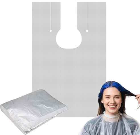 DBOO 60pcs Disposable Hairdressing Cape – PE Material Hair Cutting Cape 60x90cm Waterproof Single-Use Barber Cape for Salon & Home Use, Hair Coloring & Cutting