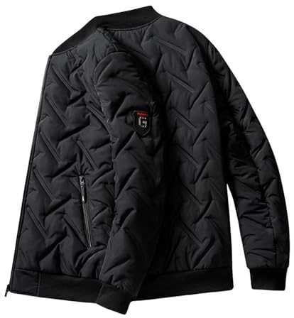 WAZHAKU Bomber - Giacca trapuntata da uomo, per le mezze stagioni, leggera, a maniche lunghe, college, con colletto alto, invernale, autunno, inverno, piumino
