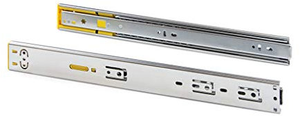 Emuca - Set of Full Extension Ball Bearing Runners/Slide 45x350mm (1,77x13,7 inch), Total Extraction with Push System and Soft Close, Zinc Plated, Pack of 5