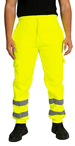 LABEL APPAREL Pantalones deportivos para hombre Hi Vis Viz para correr, amarillo, M