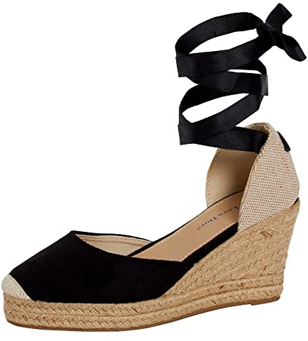 Lora Dora Womens Espadrille Wedge Sandals Ladies Strappy Hessian Wedges Summer Shoes Ankle Tie Leg Straps