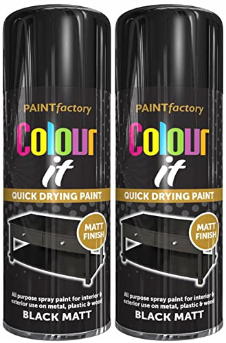 Q&H Multipurpose Black Matt Spray Paint - Matt Finish Ideal for Interior & Exterior Use - Quick Drying Paints for Metal, Plastic, & Wood - Easy to Apply Stay Too Long Smooth Finishing Black 400ml (2)