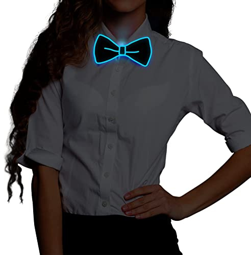 Ainiv Light Up Bow Ties, Man LED Luminous Bowties, 3 Flash Modes LED Glow Bow Tie, Adjustable Illuminated Bow Ties with Zipper, Costume Accessory for Parties, Bars, Halloween, School, (Blue)