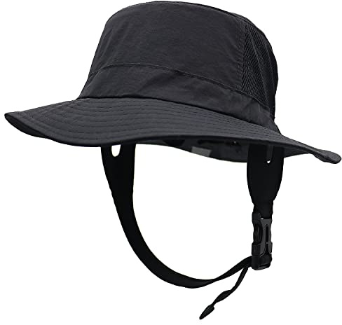WANYIG Sombrero para el Sol UPF50+ Plegable con 6cm Aleros Anchos Gorro de Surf Jungla Senderismo Pesca Pescador Impermeable Transpirable 56-60CM (04 Negro)