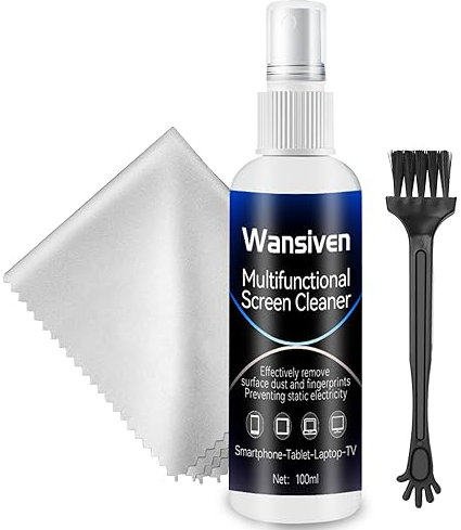 Wansiven Bildschirmreiniger, Screen Cleaner Set, effektiv Bildschirmspuren und Fingerabdrücke wischen, und antistatisches Spray Wird für Bildschirme, Computer, Monitore usw 100 ml