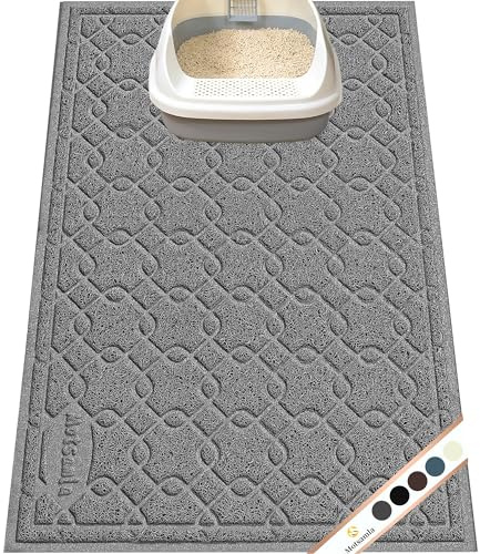 Motsamla Cat Litter Box Mat, 35 x 24 Large Kitty Litter Trapping Mat Keep Floor Clean, Litter Box Mat Scatter Control, Waterproof, Easy to Clean, Durable Large Size Litter Mats for Floor