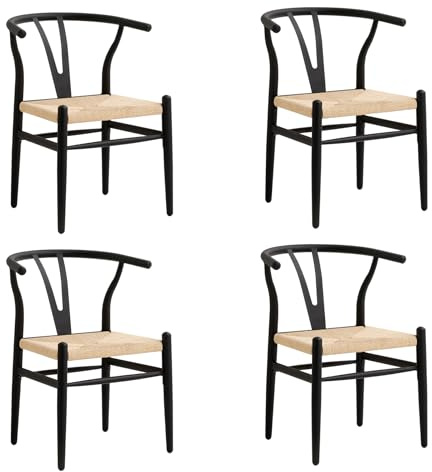 BenyLed Matstolar, rottingstolar, stolar med armstöd för sovrum, vardagsrum, läsrum, matsal och kök (svart, set om 4)