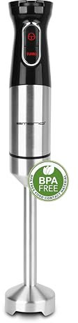 EMERIO HB-132381 Licuadora de Mano Mezcladora con Potente 1000 W, Barra de Puré (Extraíble) y Unidad de Cuchillo de Acero Inoxidable Duradero, Velocidad Ajustable, Perilla Turbo, Ergonómica