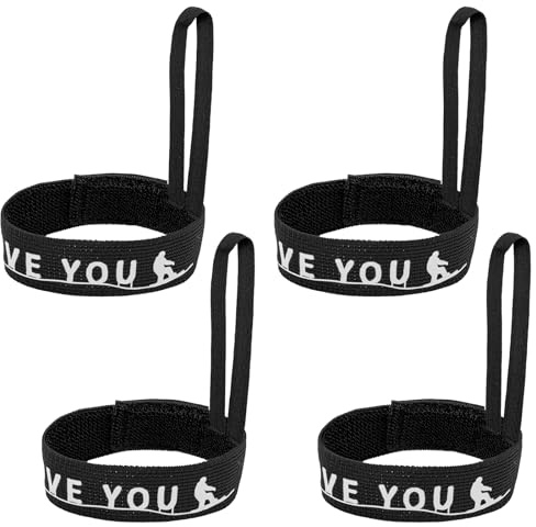 4pcs Sport Glove Safety Strap, Nylon Glove Wrist Strap Elastic Ski Glove Leash Black Glove Handcuff for Hanging Gloves Snowboard Mitten Clips Accessories for Snowboarding Skiing Outdoor Exercise