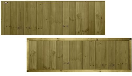 Ultimate Vertical T&G 6x2ft (W: 6ft x H: 2ft) Capped Decorative Garden Fence Panel Fully Framed Strong Treated Interlocking Tongue & Groove Smooth Boards Width 1828mm x Height: 600mm