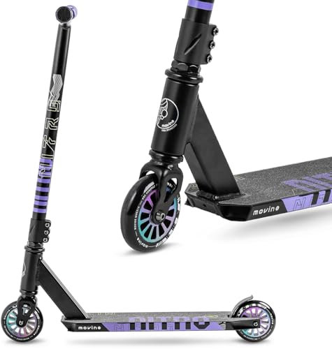 Movino Nitro Stunt Scooter Roller Professioneller Freestyle Trick Scooter für Jugendliche & Erwachsene ABEC9 Kickscooter mit 100mm Rad 6061 Aluminium-Deck Tragfähigkeit: 100 kg