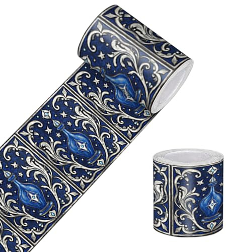 HOMETITUTE Wallpaper Border Peel and Stick Decorative Wall Trim Self Adhesive Navy Vintage Baroque Accent Strip for Living Room Bedroom Mirror Frame Hallway Kitchen 4x196 Inch Classic Ornate Style