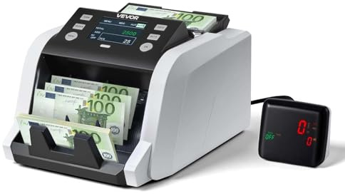 VEVOR Contabanconote Hastighet 1200 sedlar/min från Bank, Värderäknande kontanträknare, UV MG IR DD DBL HLF CHN, TFT display, för flera sedlar blandade värden