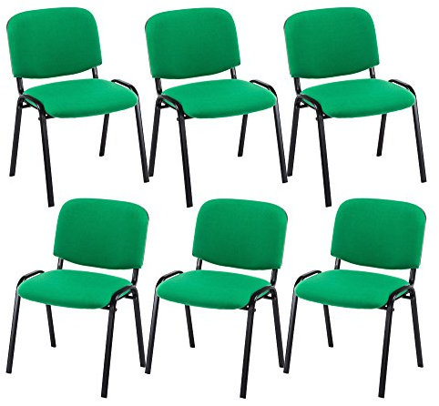 CLP 6er Set Besucherstuhl Ken Stoff I Stapelstuhl Mit Robustem Metallgestell I Polsterstuhl Mit Rückenlehne, Farbe:grün